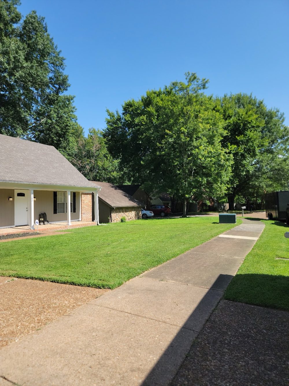 Freshly mowed lawn in Memphis neighborhood